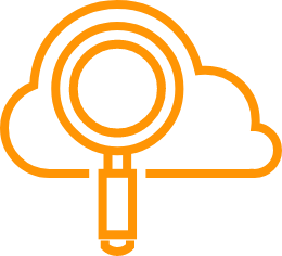 Magnifying glass in cloud icon