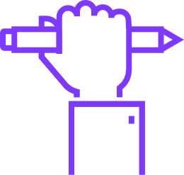 Hand with pencil icon